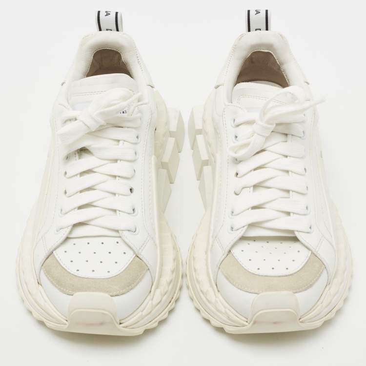 Pre Owned Dolce & Gabbana White Leather Super Queen Lace Up Sneakers  Size 37