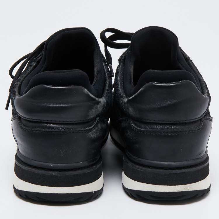 Pre Owned Dolce & Gabbana Black Leather And Lace Sneakers Size 38