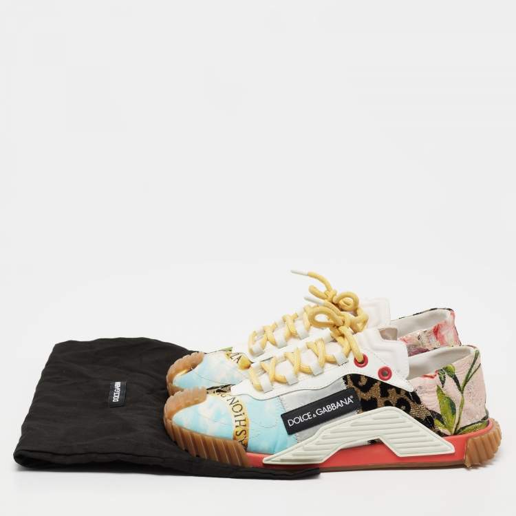 Pre Owned Dolce & Gabbana Multicolor Fabric and Leather Patchwork NS1 Low-Top Sneakers Size 41