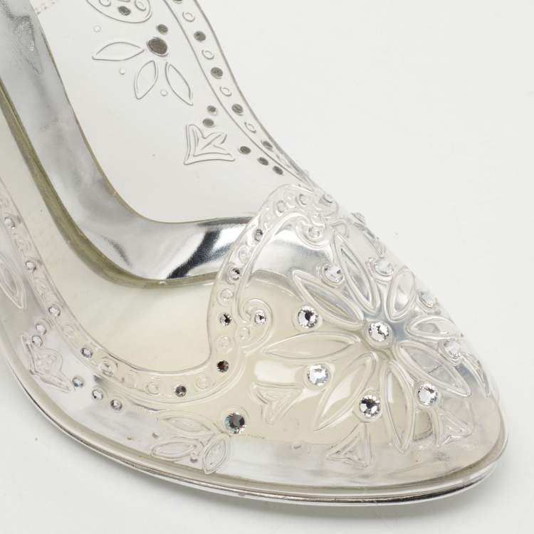Pre Owned Dolce & Gabbana Transparent PVC Crystal Embellished Pumps Size 37