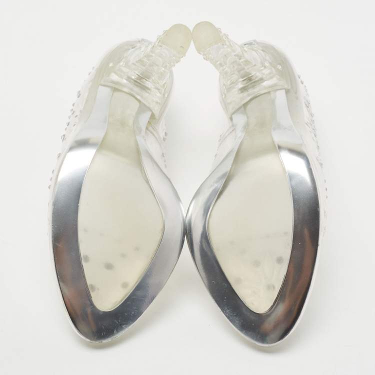 Pre Owned Dolce & Gabbana Transparent PVC Crystal Embellished Pumps Size 37