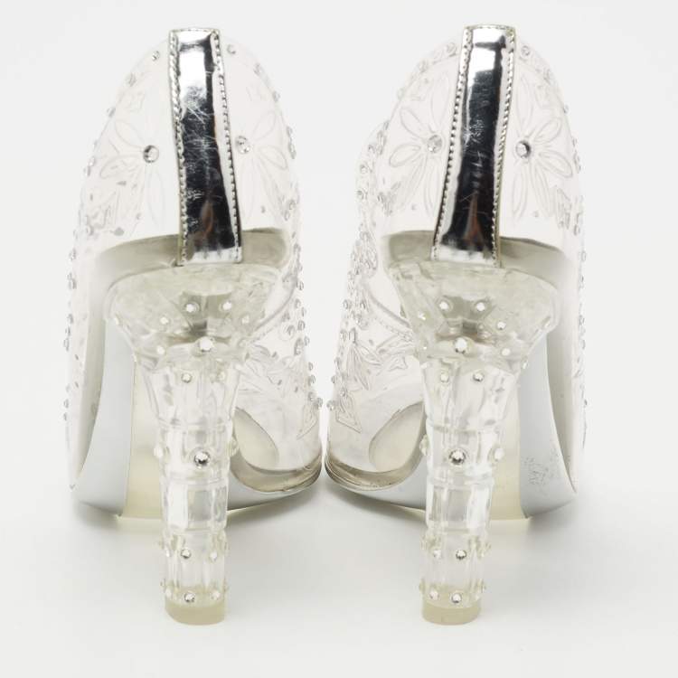 Pre Owned Dolce & Gabbana Transparent PVC Crystal Embellished Pumps Size 37