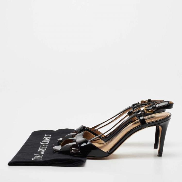 Pre Owned Dolce & Gabbana Black Patent Leather Ankle Strap Sandals Size 39
