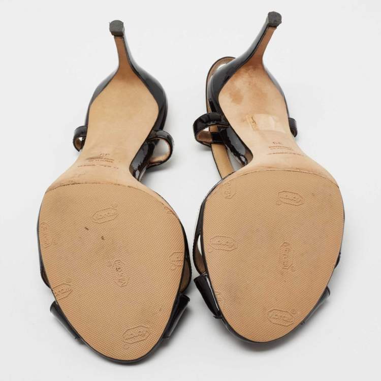 Pre Owned Dolce & Gabbana Black Patent Leather Ankle Strap Sandals Size 39
