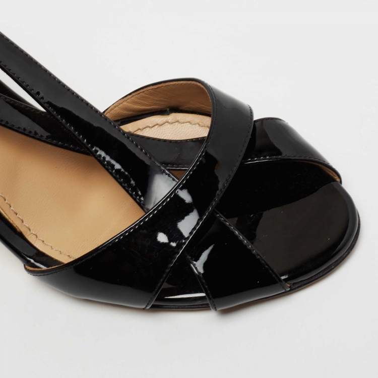 Pre Owned Dolce & Gabbana Black Patent Leather Ankle Strap Sandals Size 39