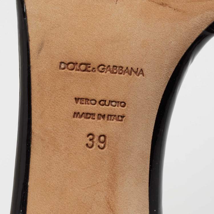 Pre Owned Dolce & Gabbana Black Patent Leather Ankle Strap Sandals Size 39