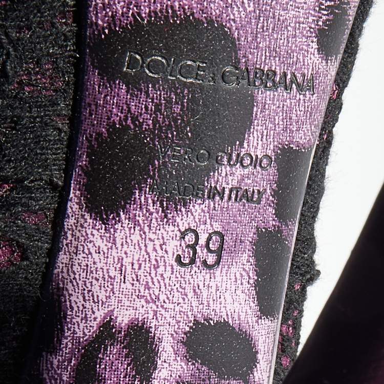 Pre Owned Dolce & Gabbana Purple/Black Lace And Satin Platform Pumps Size 39