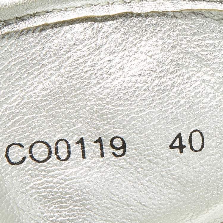Pre Owned Dolce & Gabbana Metallic Silver Sequins Leather High Top Sneakers Size 40