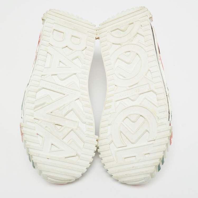 Pre Owned Dolce & Gabbana White Suede And Fabric DG Milano Graffiti NS1 Low Top Sneakers Size 37