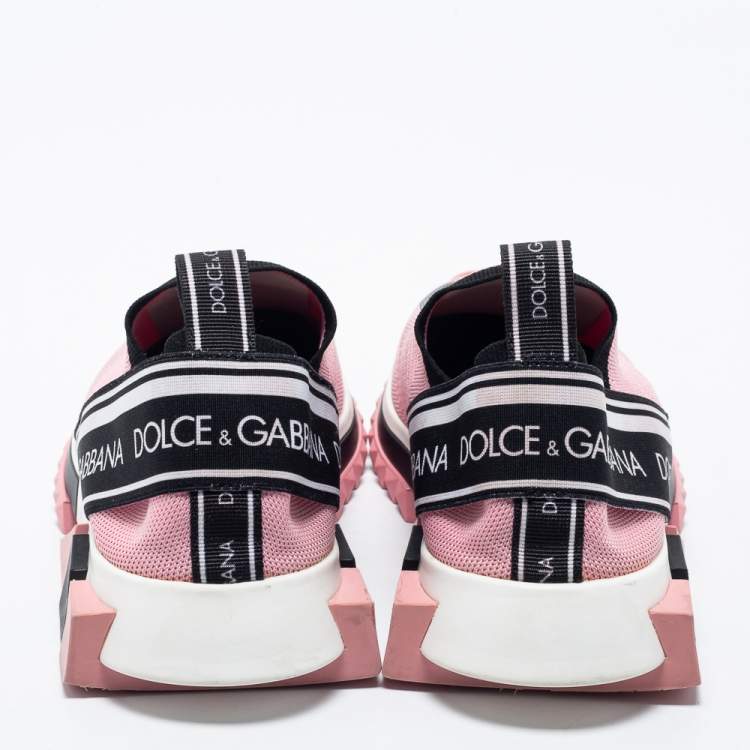 مملوكة مسبقًا Dolce & Gabbana Pink/Black Knit Fabric Sorrento Slip-On Sneakers Size 41