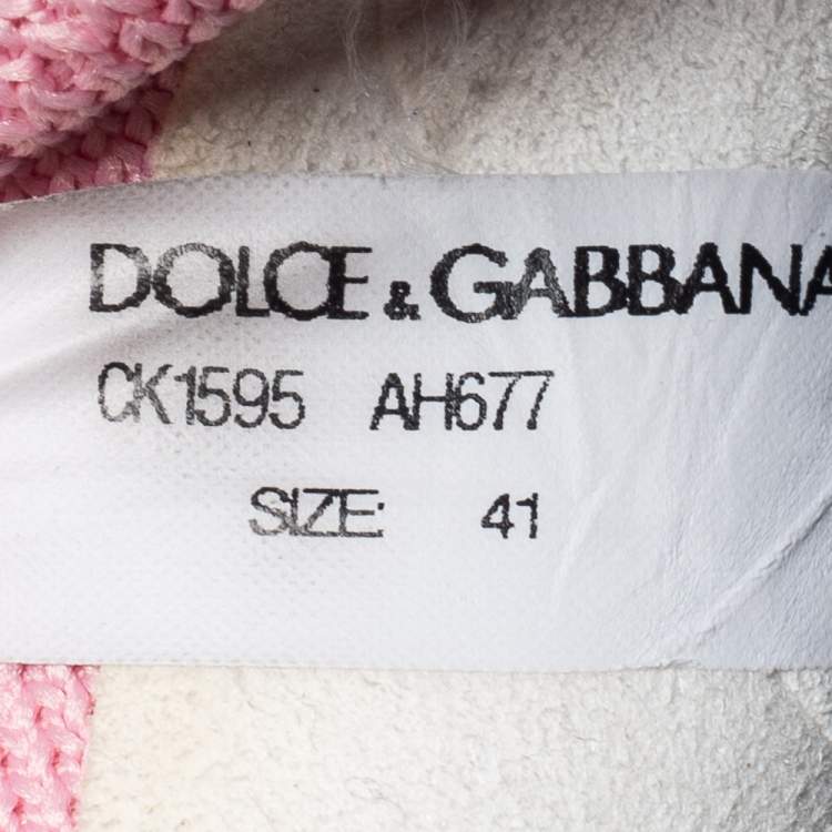 مملوكة مسبقًا Dolce & Gabbana Pink/Black Knit Fabric Sorrento Slip-On Sneakers Size 41