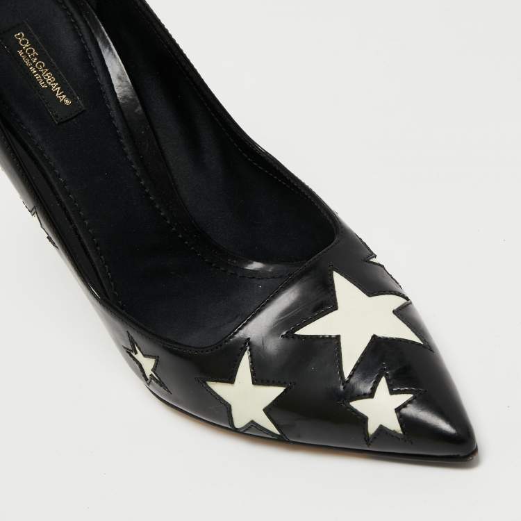 Pre Owned Dolce & Gabbana Black Patent Leather Star Pumps Size 39