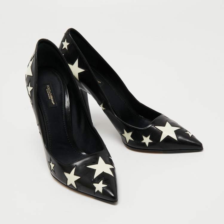 Pre Owned Dolce & Gabbana Black Patent Leather Star Pumps Size 39