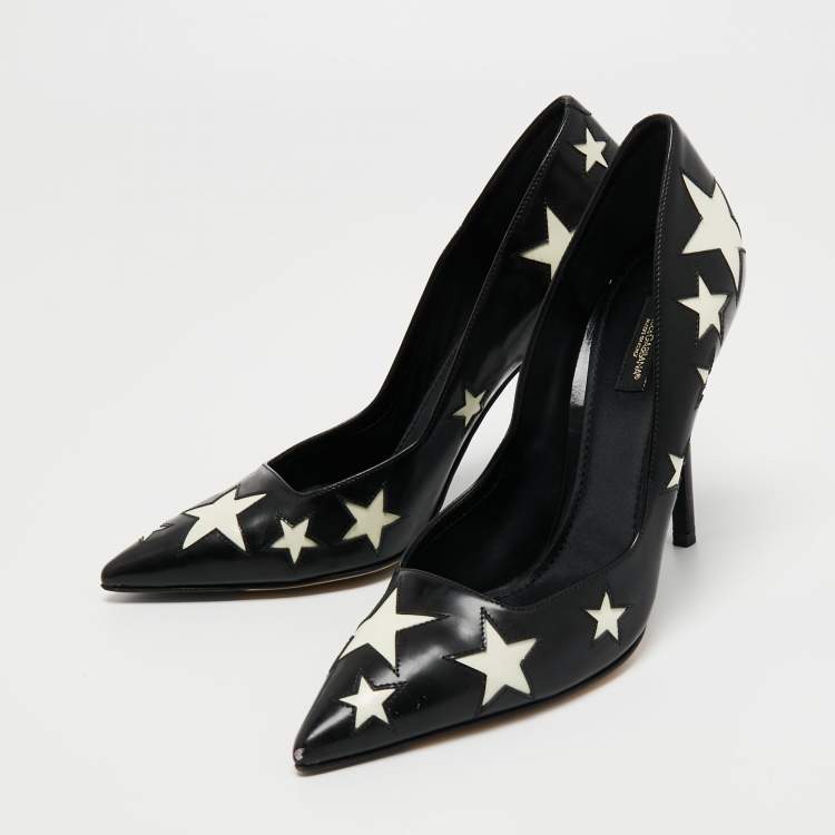 Pre Owned Dolce & Gabbana Black Patent Leather Star Pumps Size 39