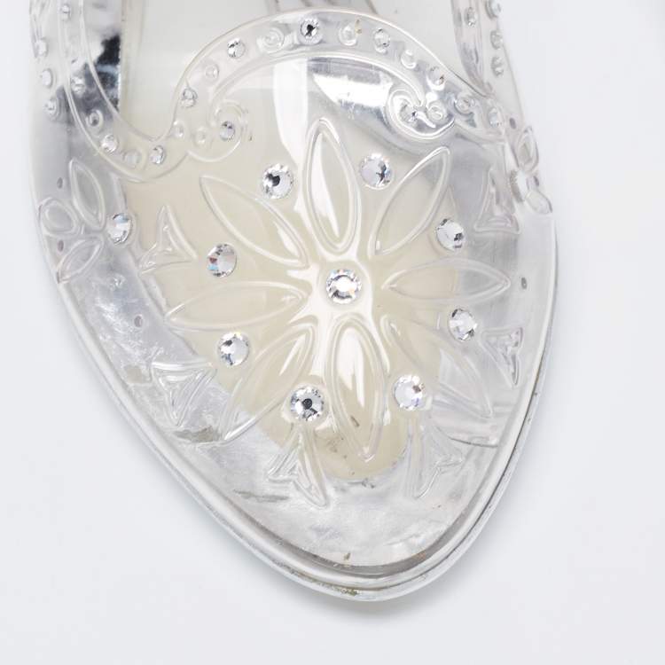 Pre Owned Dolce & Gabbana Transparent PVC Crystal Embellishment Cinderella Pumps Size 37