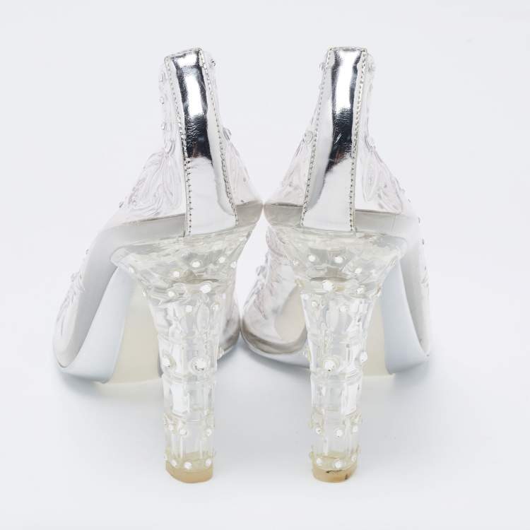 Pre Owned Dolce & Gabbana Transparent PVC Crystal Embellishment Cinderella Pumps Size 37