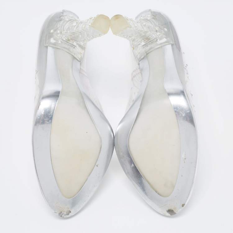 Pre Owned Dolce & Gabbana Transparent PVC Crystal Embellishment Cinderella Pumps Size 37