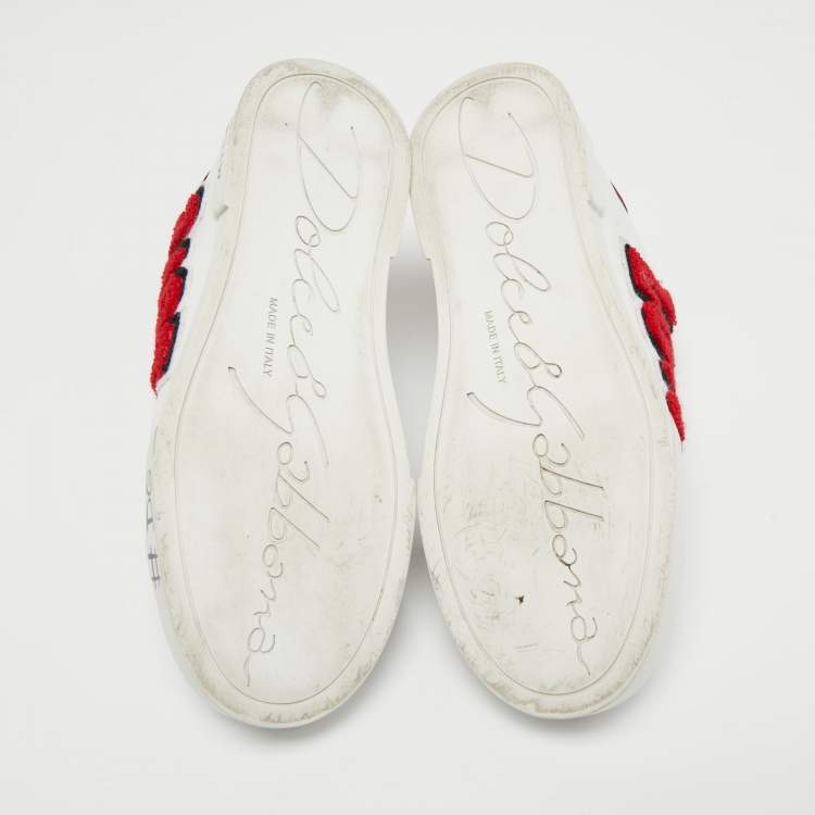 مملوكة مسبقًا Dolce and Gabbana White Leather Love and Graffiti Low Top Sneakers Size 37