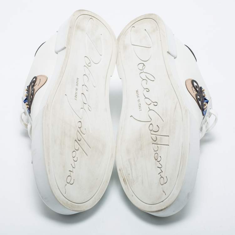 Pre Owned Dolce & Gabbana White Leather Low Top Sneakers Size 37.5
