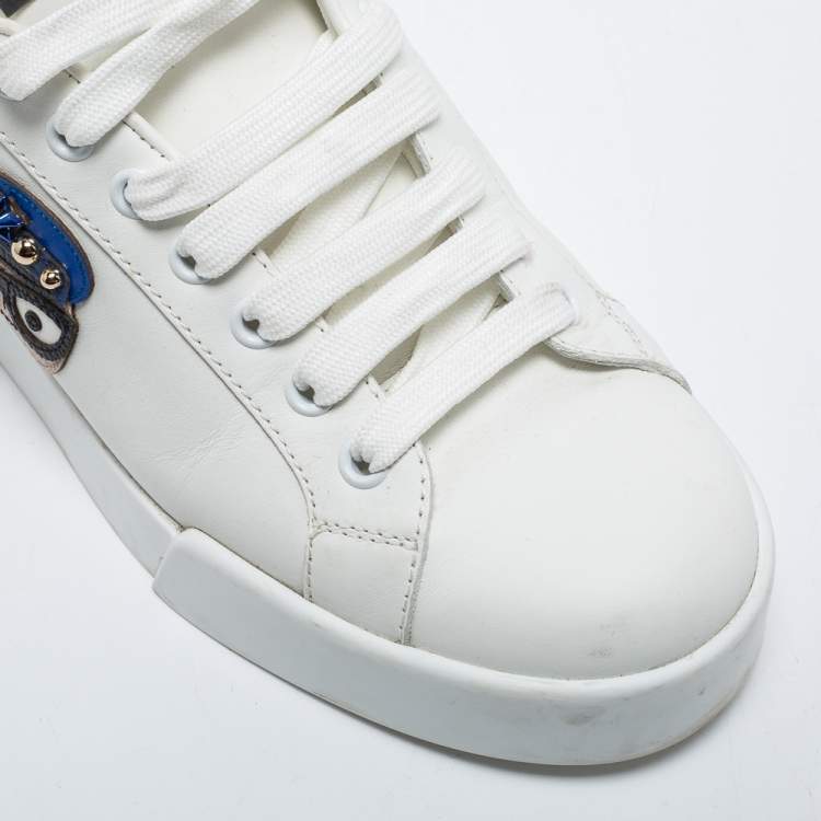 Pre Owned Dolce & Gabbana White Leather Low Top Sneakers Size 37.5
