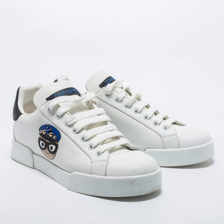 Pre Owned Dolce & Gabbana White Leather Low Top Sneakers Size 37.5