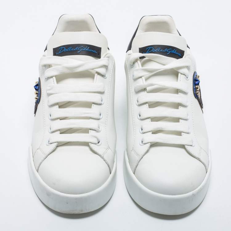 Pre Owned Dolce & Gabbana White Leather Low Top Sneakers Size 37.5