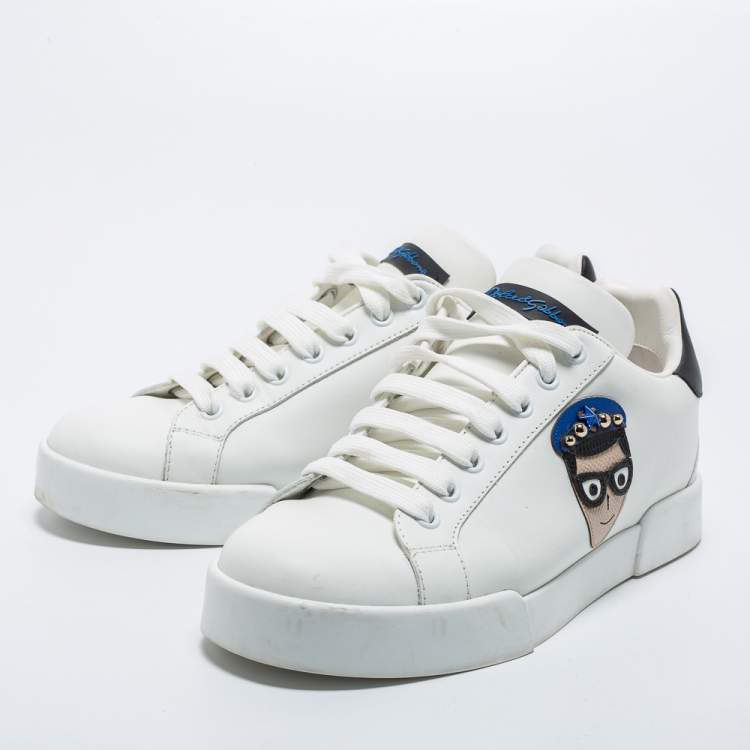 Pre Owned Dolce & Gabbana White Leather Low Top Sneakers Size 37.5