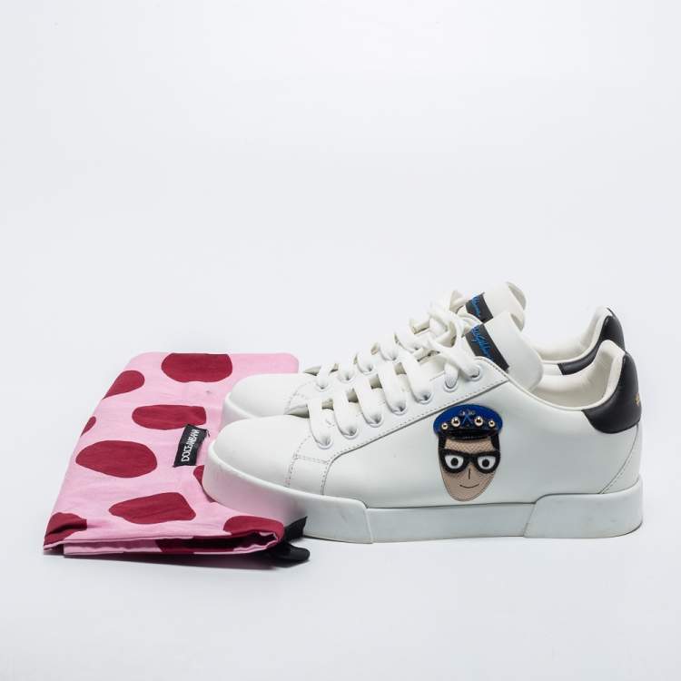 Pre Owned Dolce & Gabbana White Leather Low Top Sneakers Size 37.5