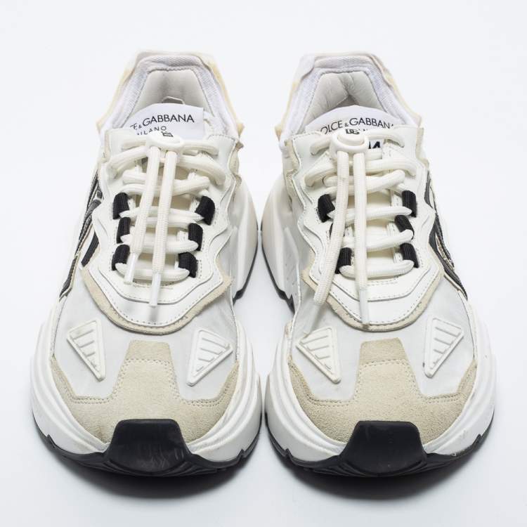 Pre Owned Dolce & Gabbana White Nylon and Suede Daymaster Sneakers Size 37
