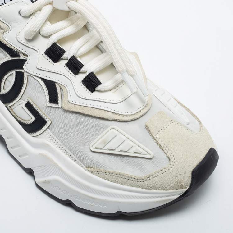 Pre Owned Dolce & Gabbana White Nylon and Suede Daymaster Sneakers Size 37