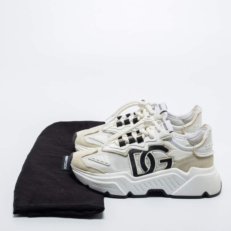 Pre Owned Dolce & Gabbana White Nylon and Suede Daymaster Sneakers Size 37