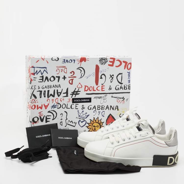 Pre Owned Dolce & Gabbana White Leather Portofino Low Top Sneakers Size 38