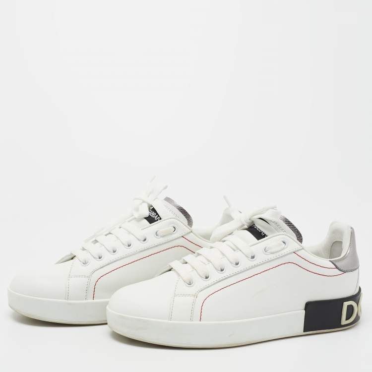 Pre Owned Dolce & Gabbana White Leather Portofino Low Top Sneakers Size 38