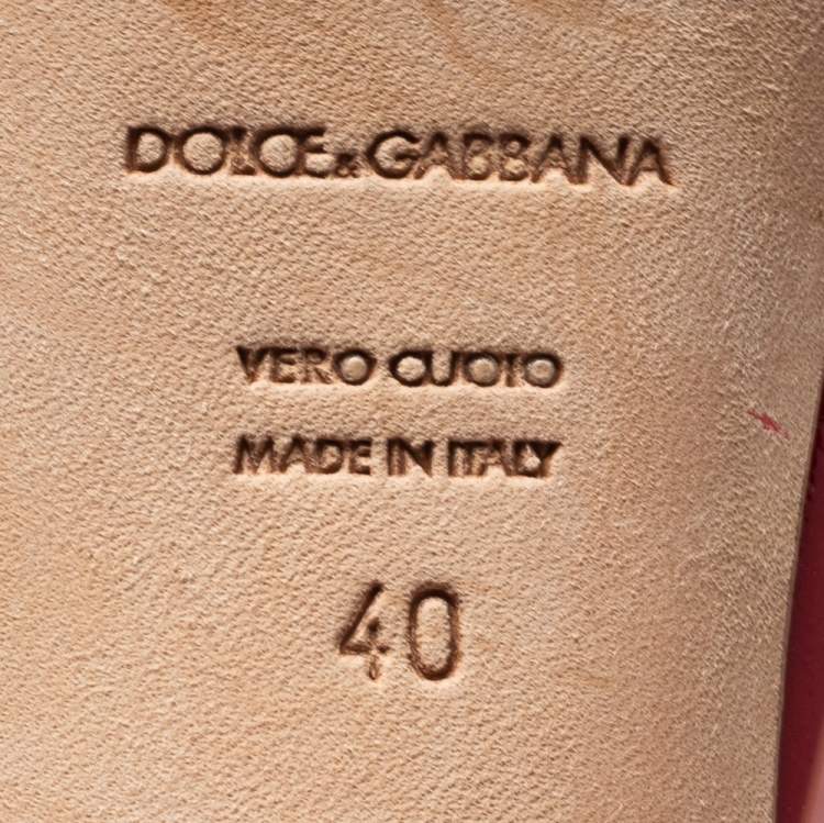 Pre Owned Dolce & Gabbana Red Patent Leather Bow Peep Toe Pumps Size 40