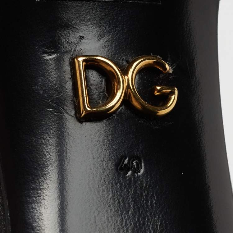 Pre Owned Dolce & Gabbana Black Leather Devotion Ankle Strap Sandals Size 40