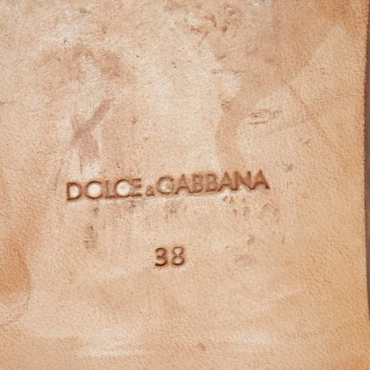 Pre Owned Dolce & Gabbana Cream Floral Print Fabric Flat Mules Size 38