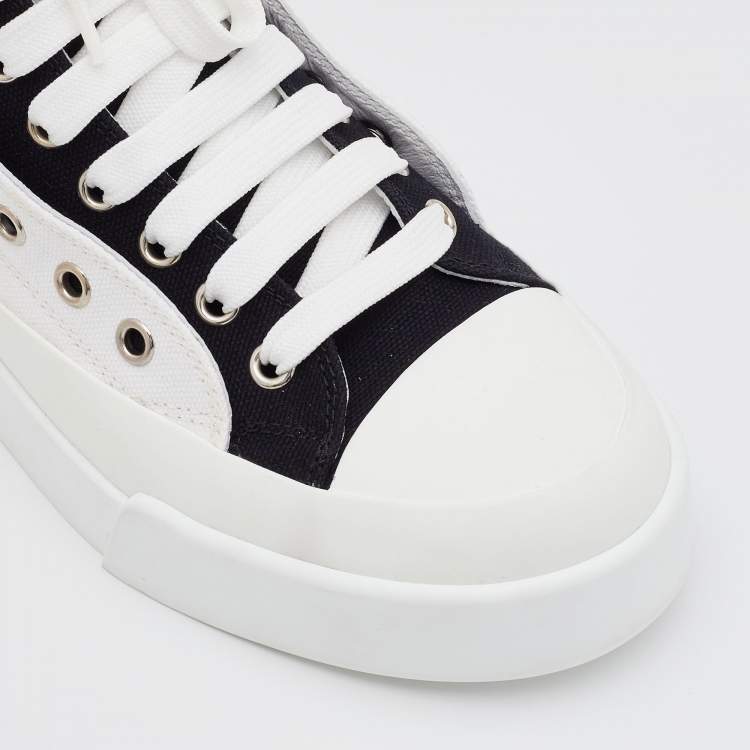 Pre Owned Dolce & Gabbana White/Black Canvas Portofino Light High Top Sneakers Size 38