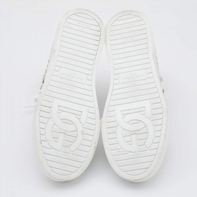 Pre Owned Dolce & Gabbana White/Black Canvas Portofino Light High Top Sneakers Size 38