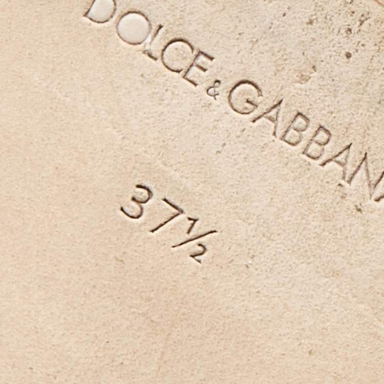 Pre Owned Dolce & Gabbana Brown Leather DG Logo Flat Slides Size 37.5