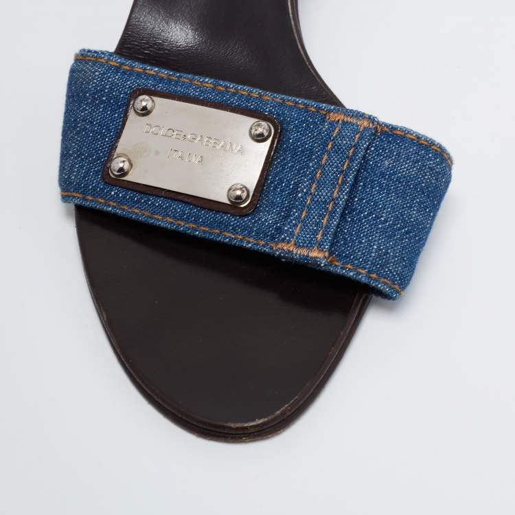 Pre Owned Dolce & Gabbana Blue Denim Slide Sandals Size 39
