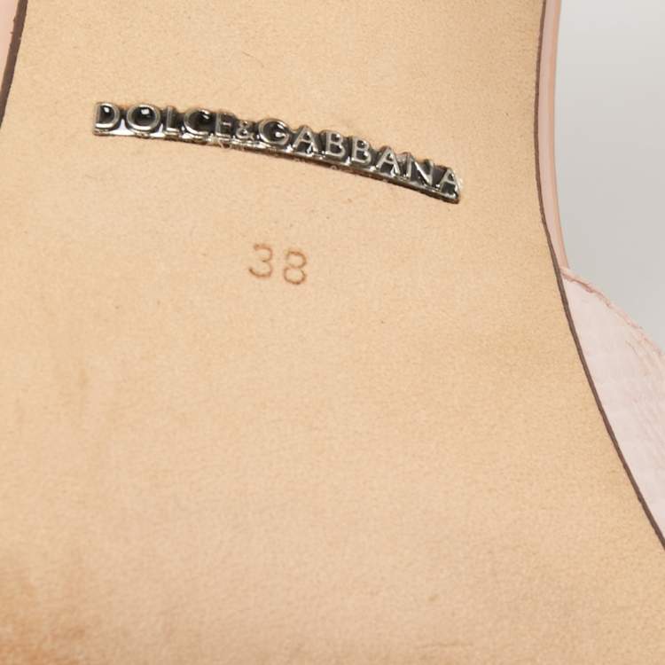 Pre Owned Dolce & Gabbana Pink Lizard Embossed Leather Pointed Toe Ankle Strap Pumps Size 38