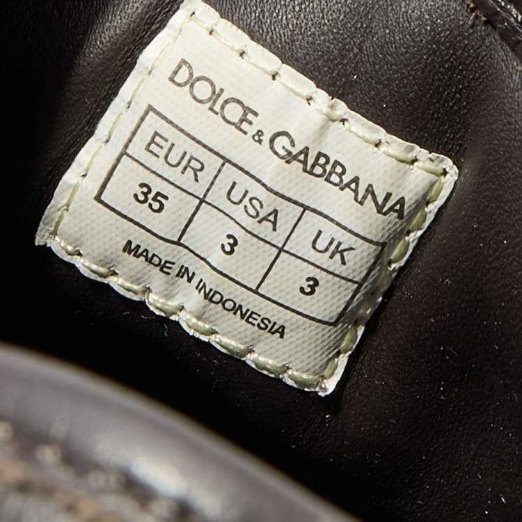 Pre Owned Dolce & Gabbana Brown Leather Low Top Sneakers Size 35