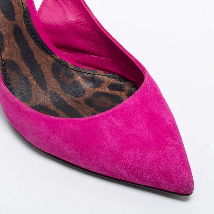 Pre Owned Dolce & Gabbana Pink Suede Slingback Pumps Size 38