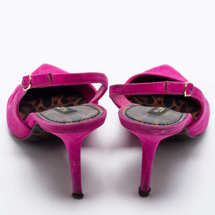 Pre Owned Dolce & Gabbana Pink Suede Slingback Pumps Size 38