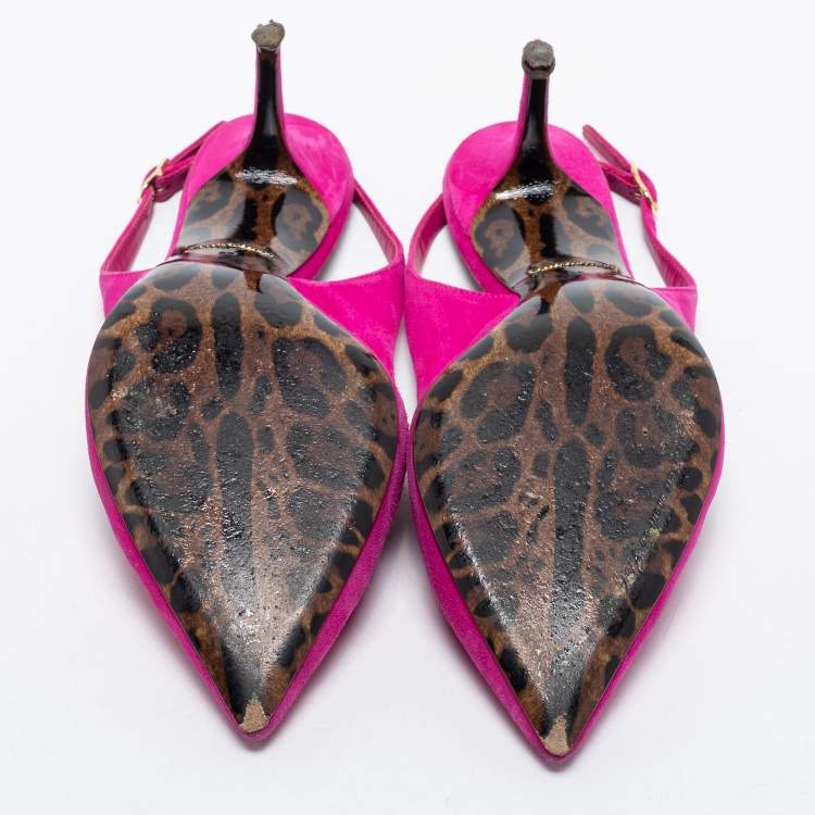 Pre Owned Dolce & Gabbana Pink Suede Slingback Pumps Size 38