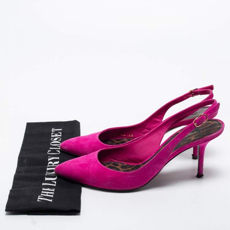 Pre Owned Dolce & Gabbana Pink Suede Slingback Pumps Size 38