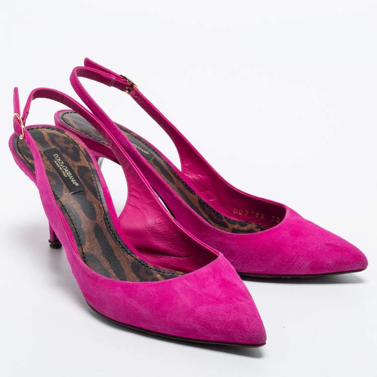 Pre Owned Dolce & Gabbana Pink Suede Slingback Pumps Size 38