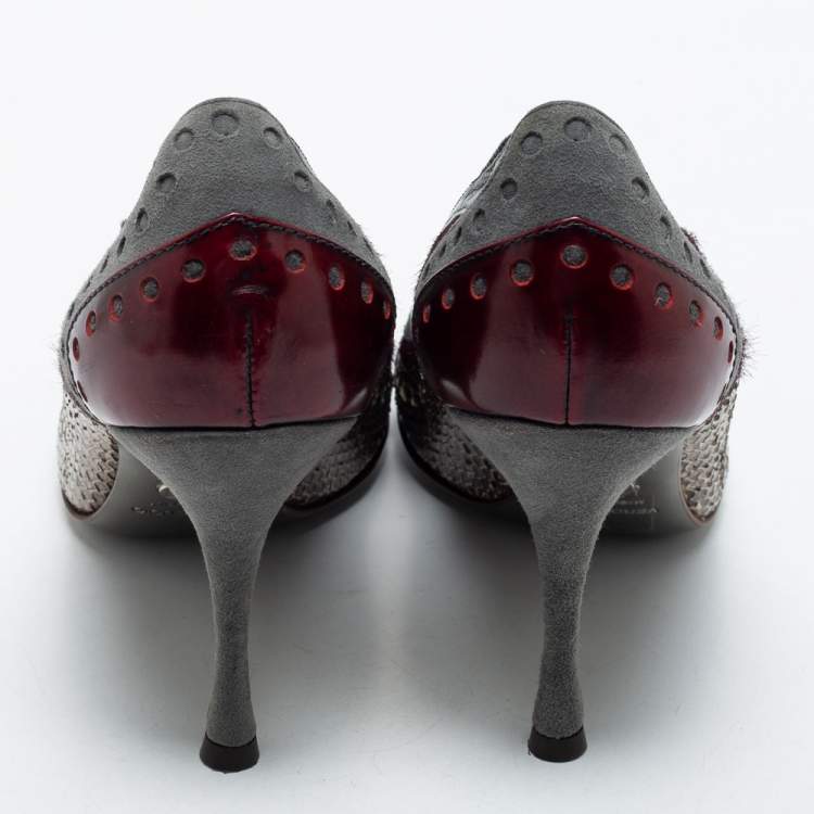 Pre Owned Dolce & Gabbana  Multicolor Snakeskin and Suede Pumps Size 36.5