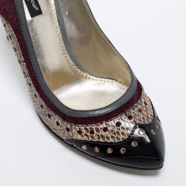 Pre Owned Dolce & Gabbana  Multicolor Snakeskin and Suede Pumps Size 36.5