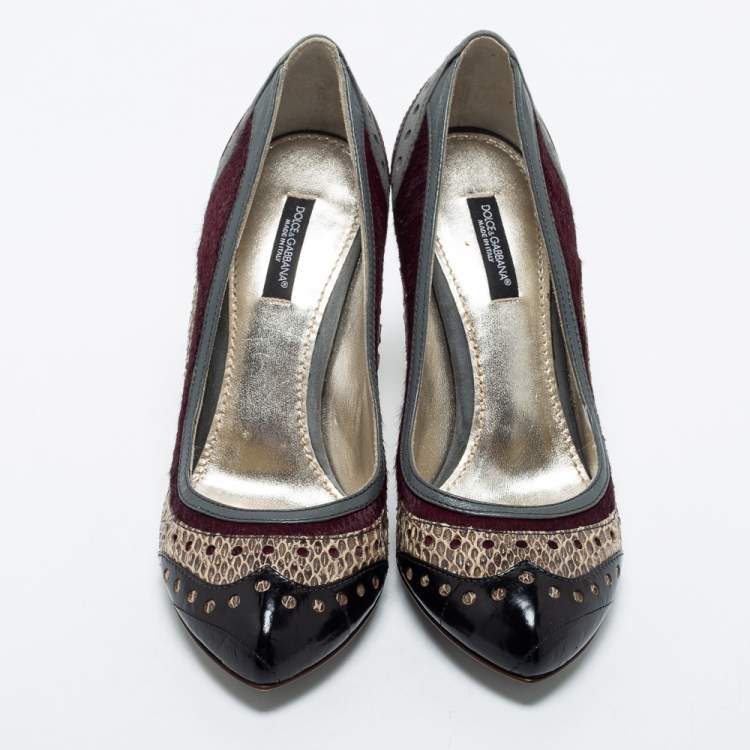 Pre Owned Dolce & Gabbana  Multicolor Snakeskin and Suede Pumps Size 36.5